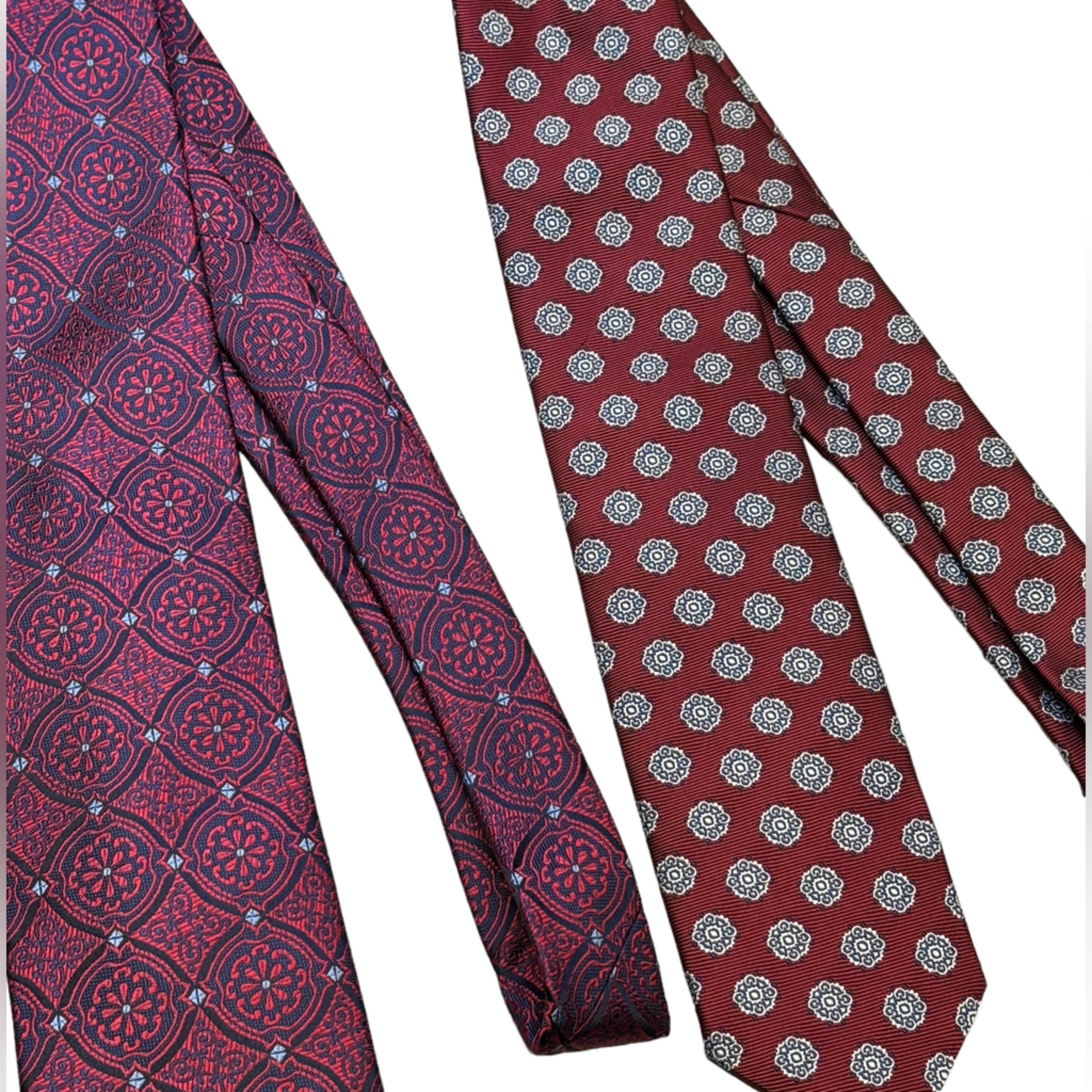 Robert Talbott Made In Italy Red Textured Big & Tall Necktie New Bundle Of 2